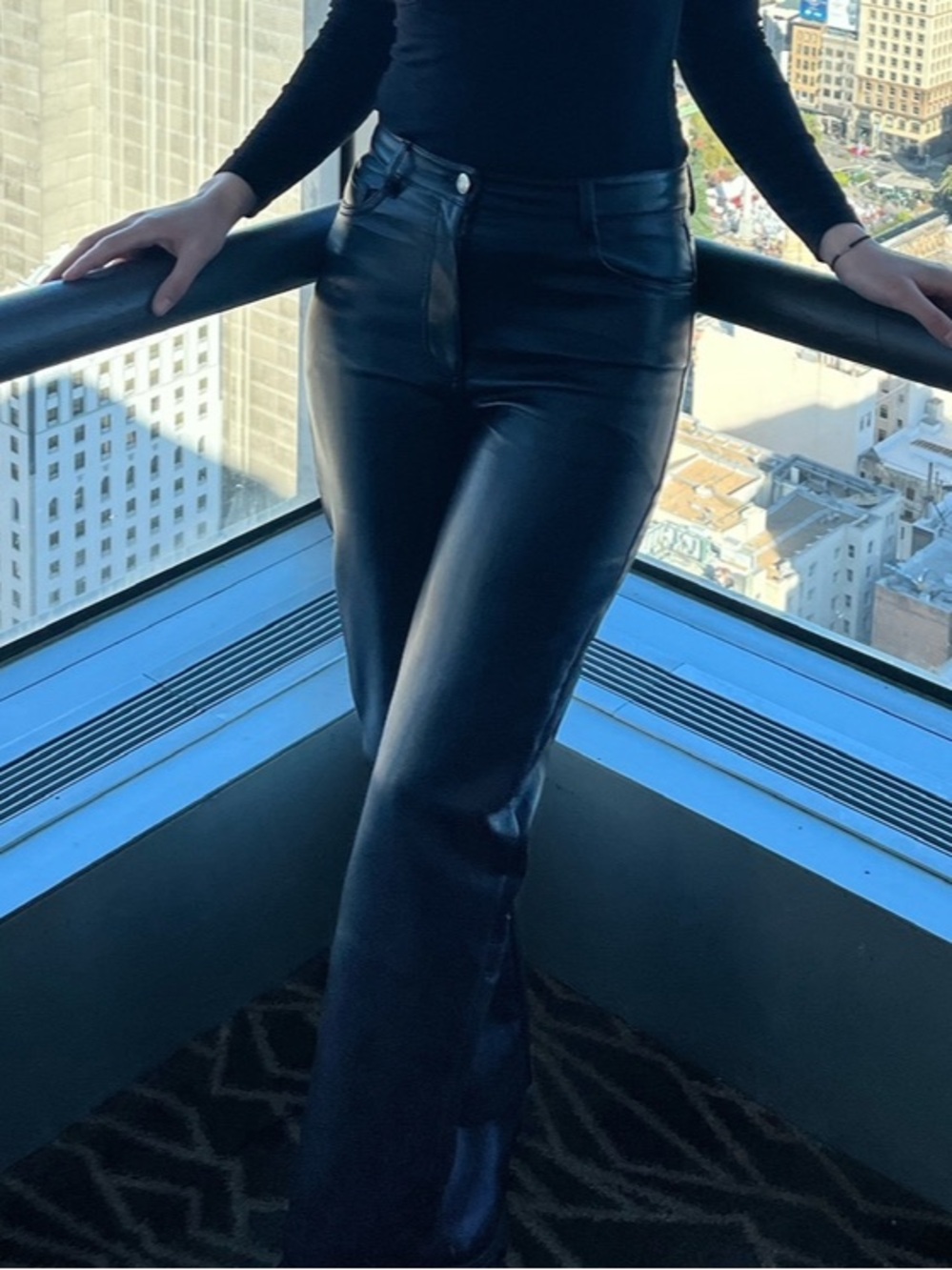 Wilfred Black High-Rise Vegan Leather Wide-Leg Pants